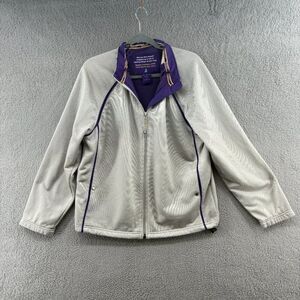 Yahoo Mens Jacket Gray Happy Holidays 2005 Full Zip Long Sleeve Y2K Size Medium